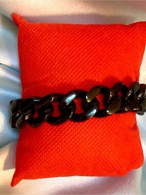 Glossy black curb chain bracelet Street Chic  new